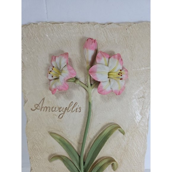 Home Interior’s 3-D Amaryllis Wall Plaque 2004 11” x 7” Wall Hanging - Picture 2 of 5